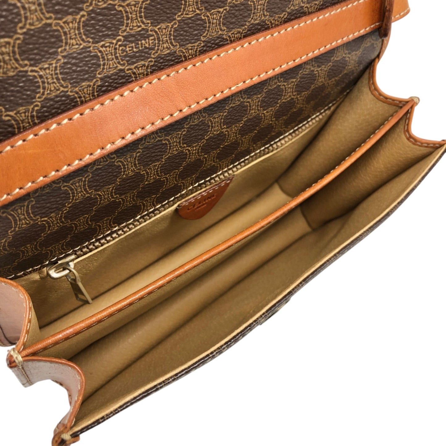CELINE Macadam Blason Shoulder bag Brown Vintage ytvnjg