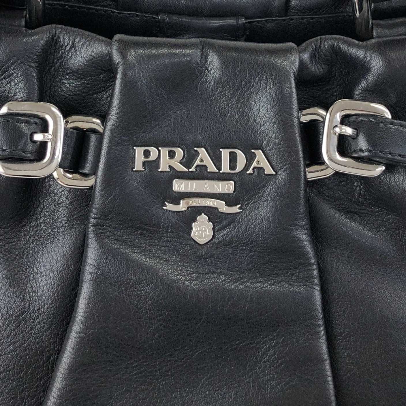PRADA Logo Two-way Handbag Shoulder bag Black Vintage guwiir