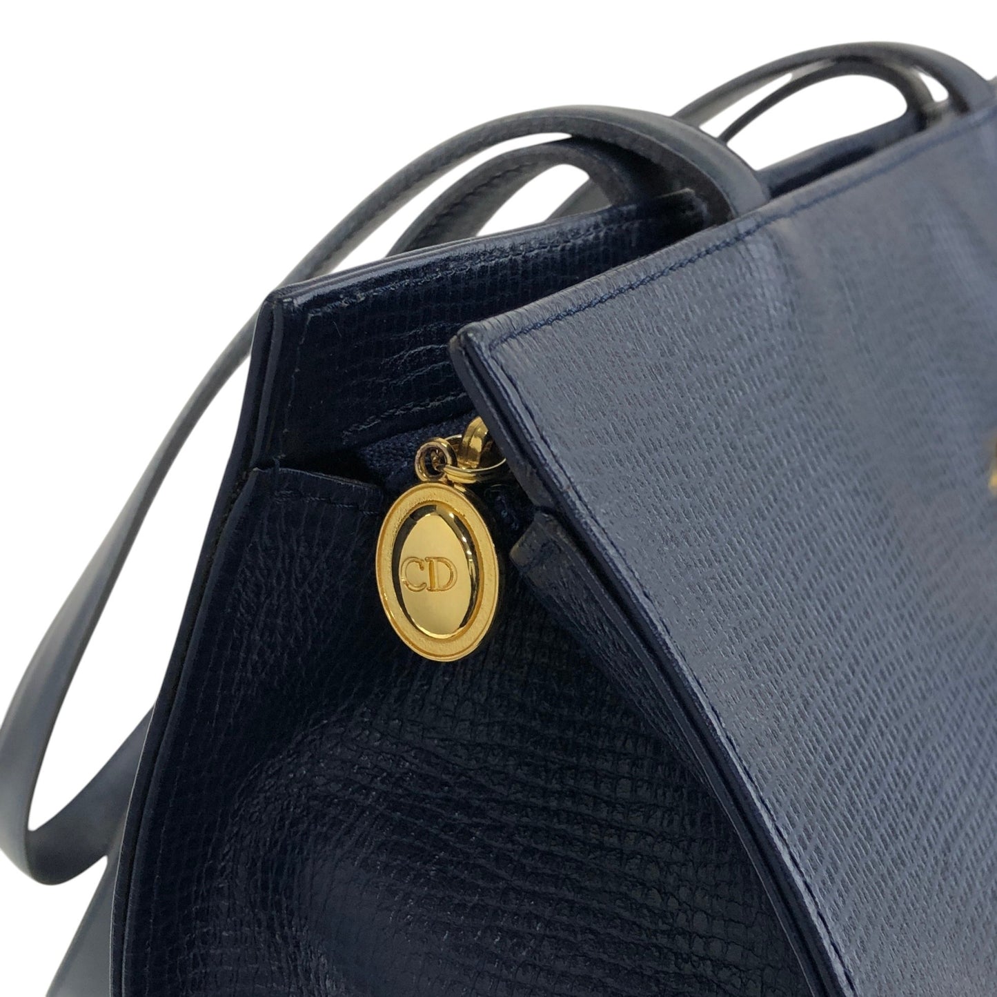 Christian Dior CD Logo Handbag Totebag Navy Vintage gxjx4z