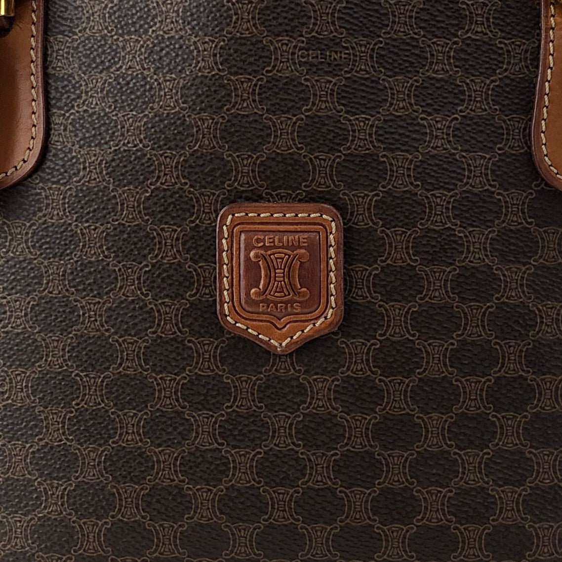 CELINE Macadam Blason Handbag Totebag Brown M94 Vintage a5px6p