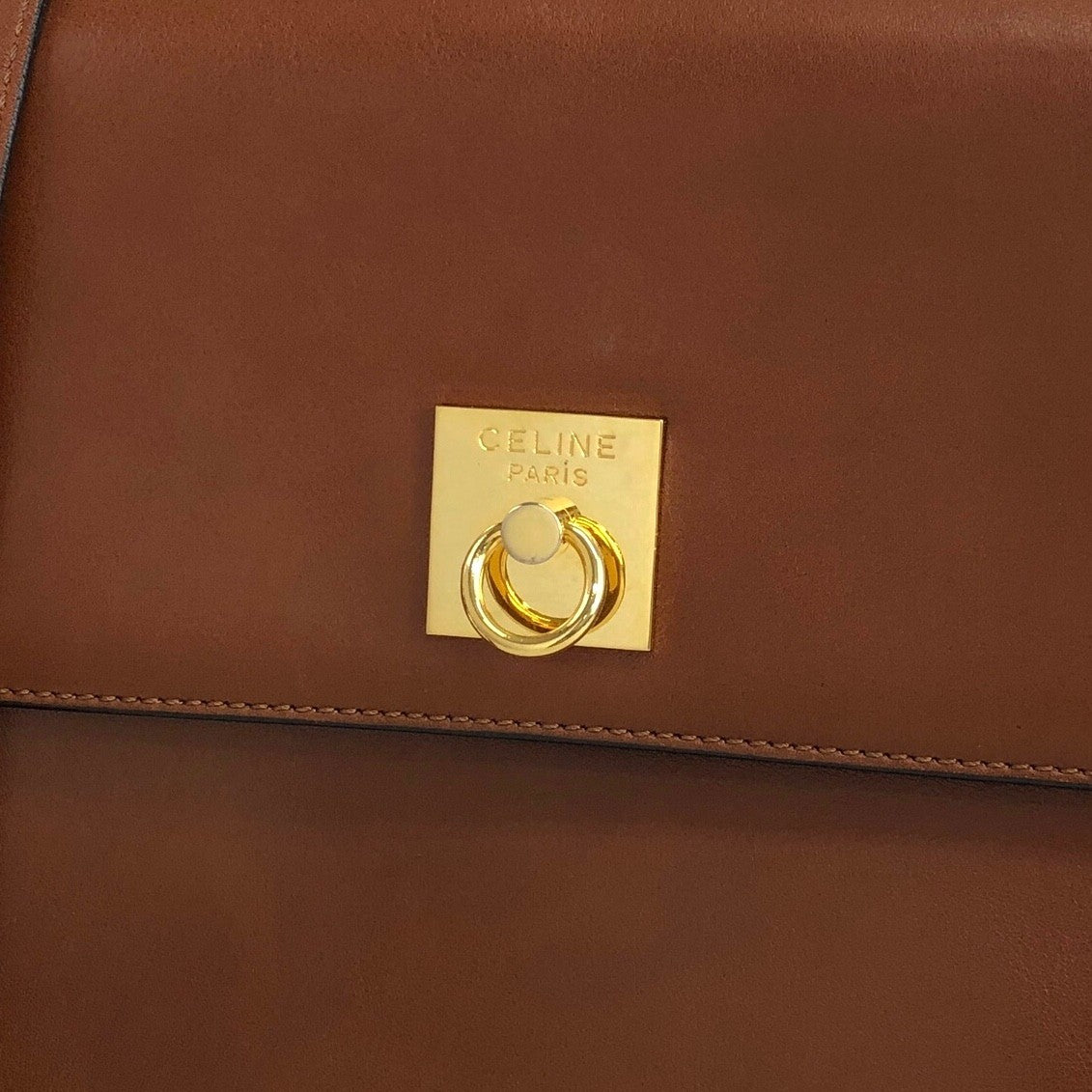 CELINE Gancini Flap Shoulder bag Brown Vintage jx5pxb
