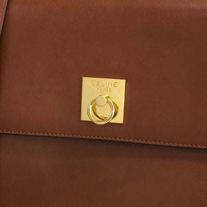CELINE Gancini Flap Shoulder bag Brown Vintage jx5pxb