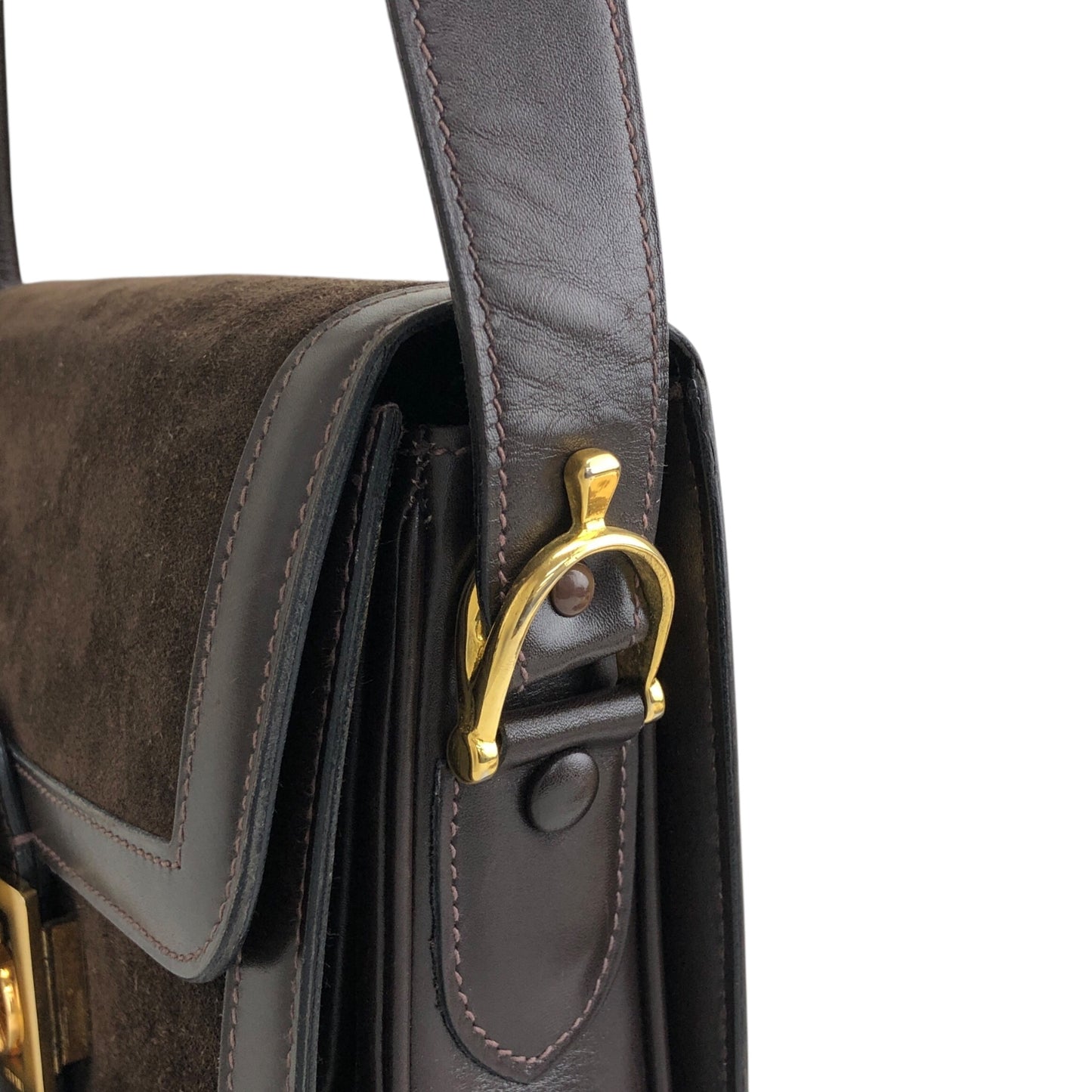 CELINE Horse Carriage Shoulder bag Brown Vintage 8kncfy