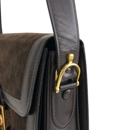 CELINE Horse Carriage Shoulder bag Brown Vintage 8kncfy