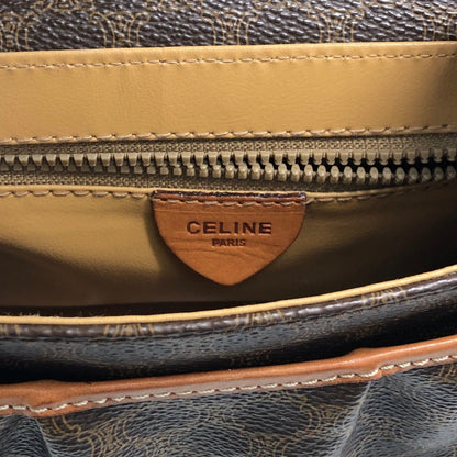 CELINE Macadam Blason Front Buckle Shoulder bag Brown Vintage zzu5ya