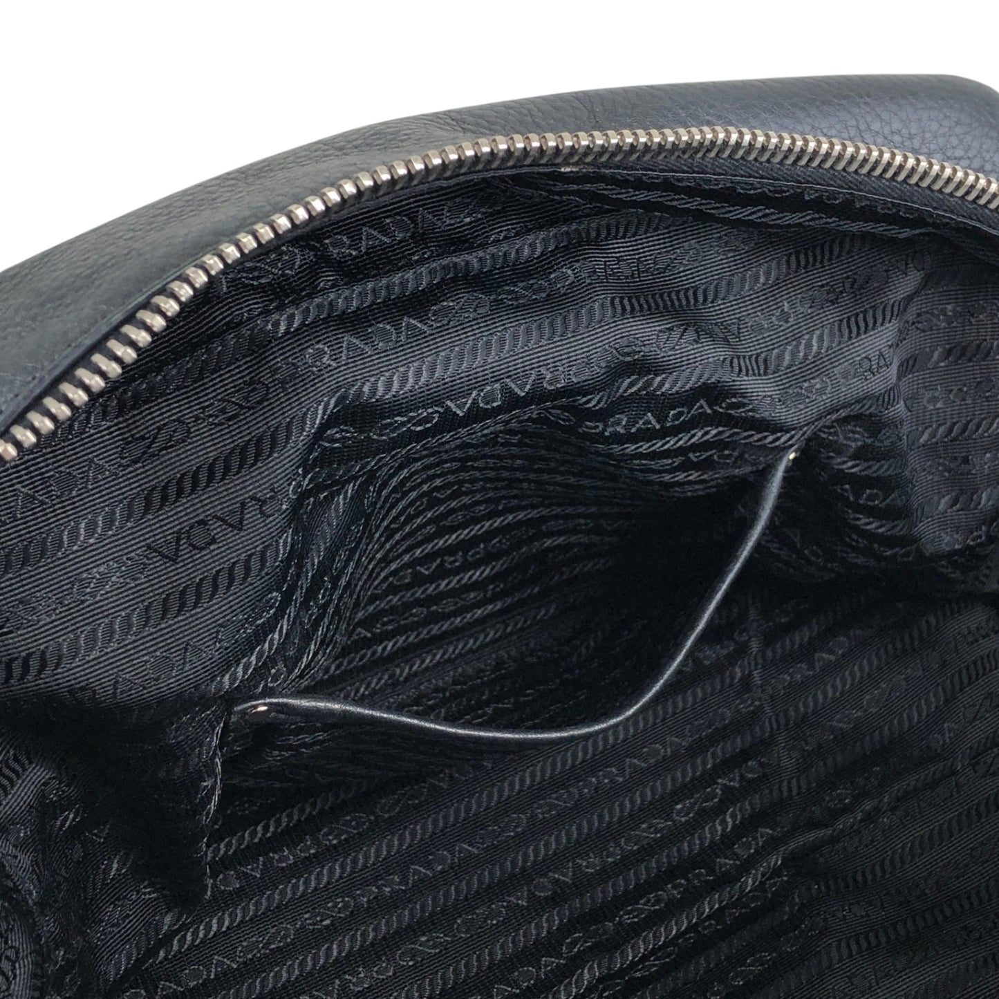 PRADA Logo Embossed Small Boston bag Handbag Black Vintage ydeszs