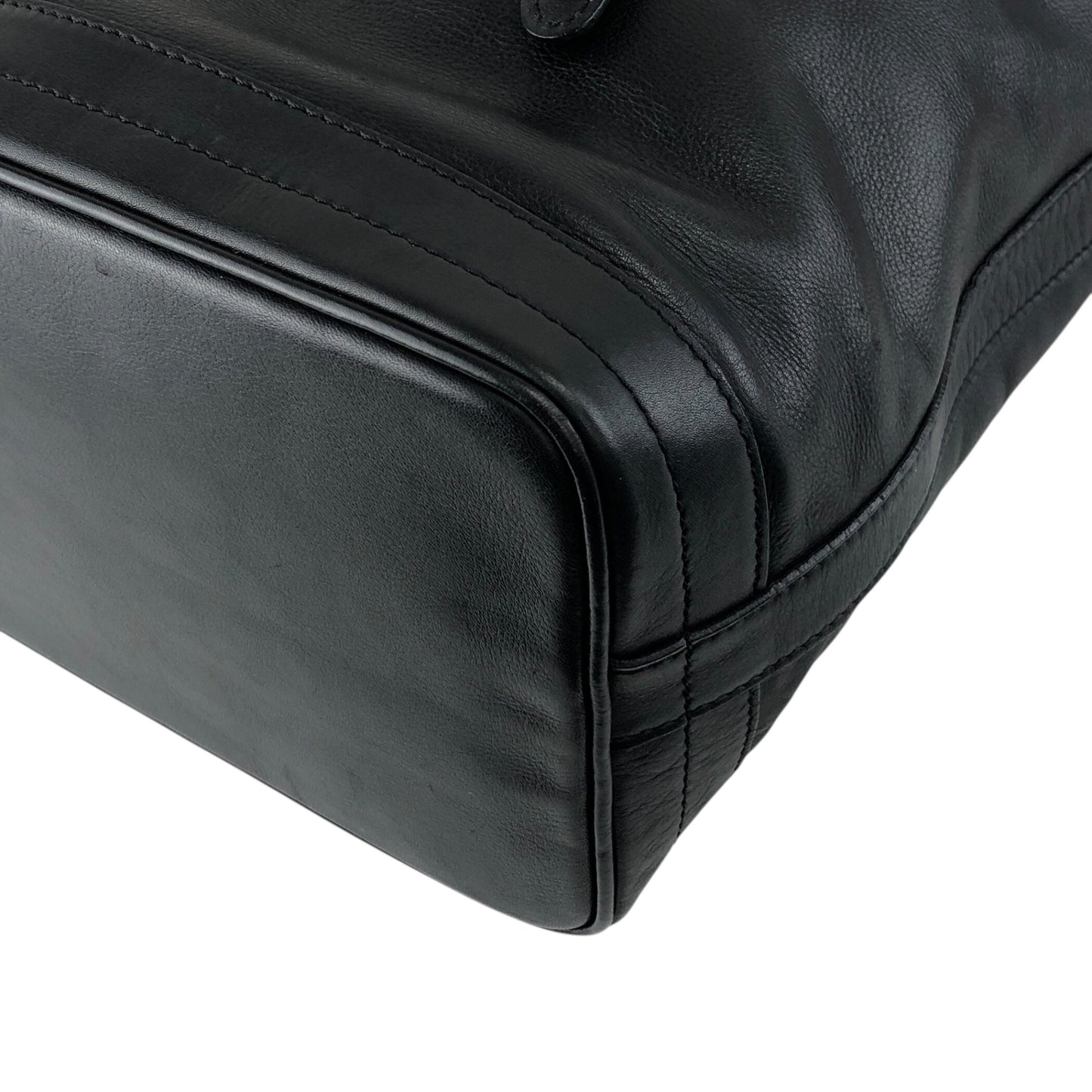 CELINE Gancini Drawstring Shoulder bag Black Vintage 4g3rt5