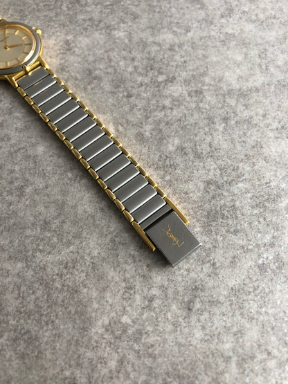 Yves Saint Laurent YSL Logo Quartz Watch Silver 2200-228481 TA Vintage yis3b6