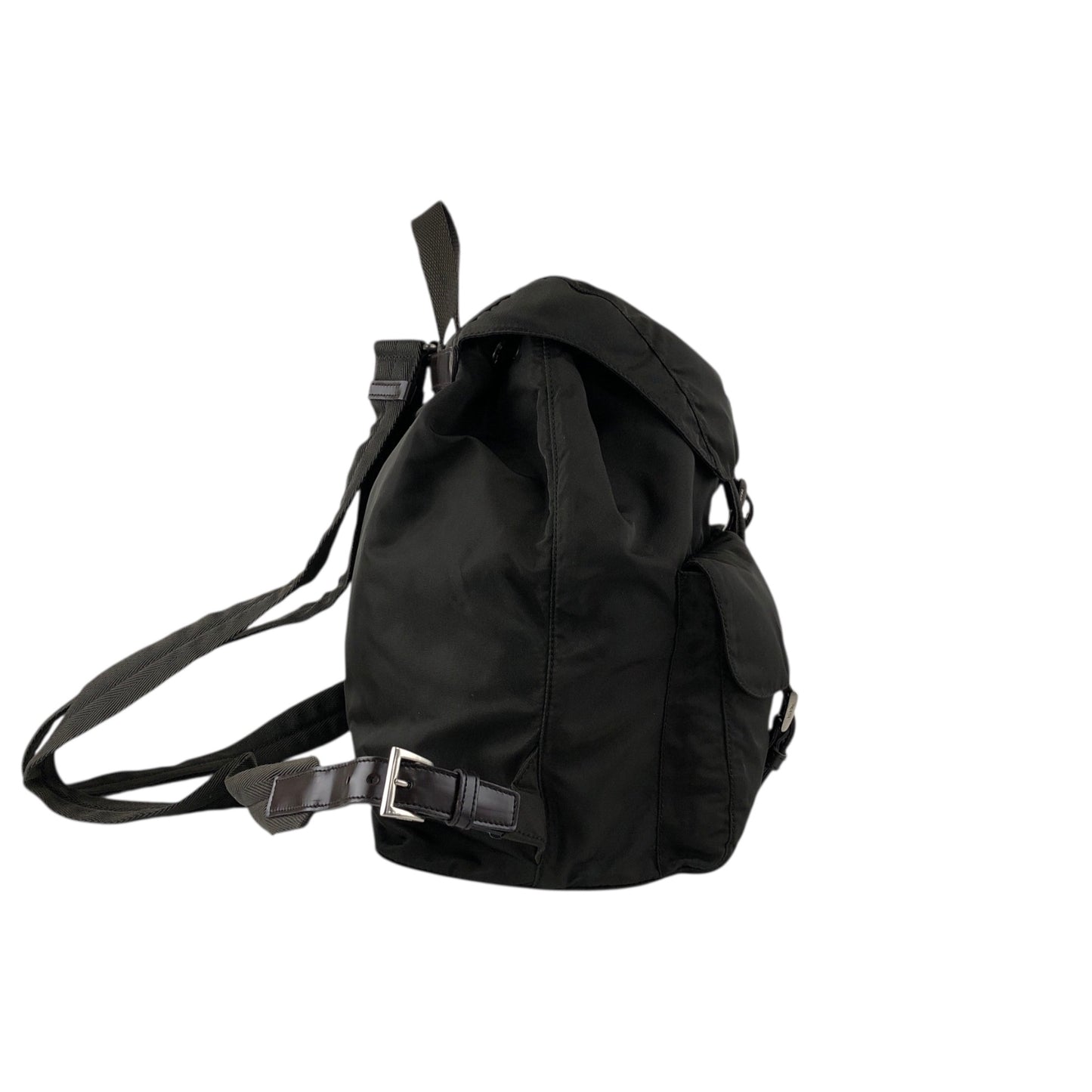 PRADA Tessuto Triangle Logo Double Pocket Backpack Khaki Vintage kyhxt3