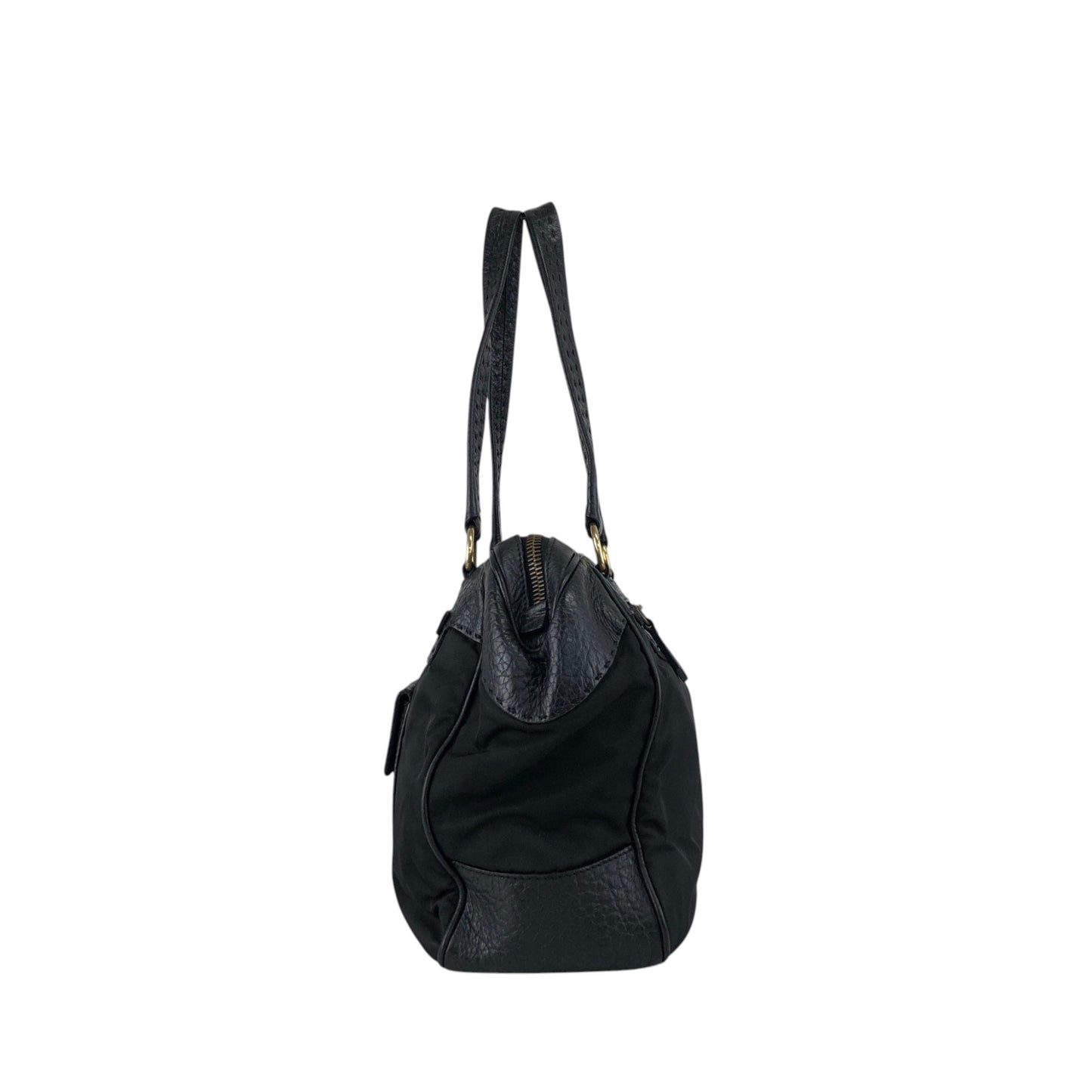 PRADA Triangle Logo Front Pocket Totebag Black Vintage 8vzd5r