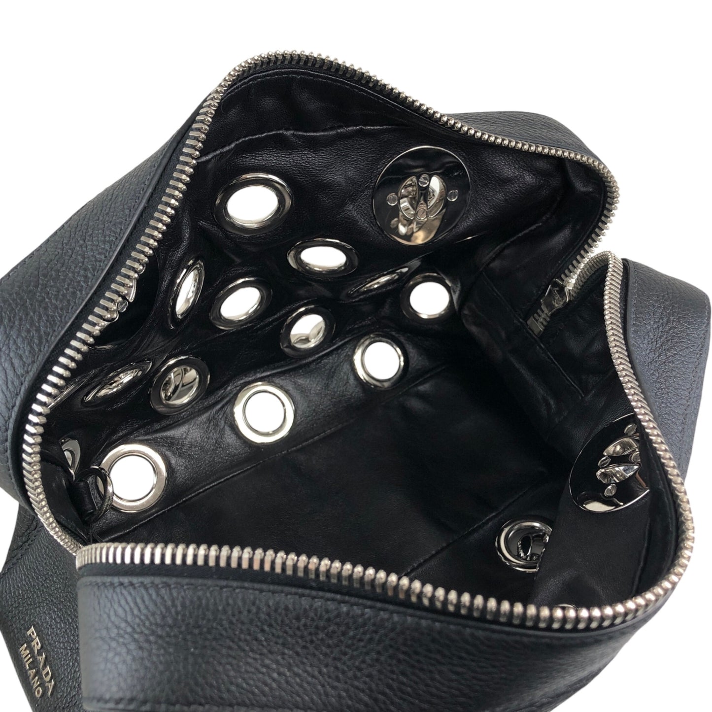 PRADA Logo Chain Handbag Black Vintage iubjy2
