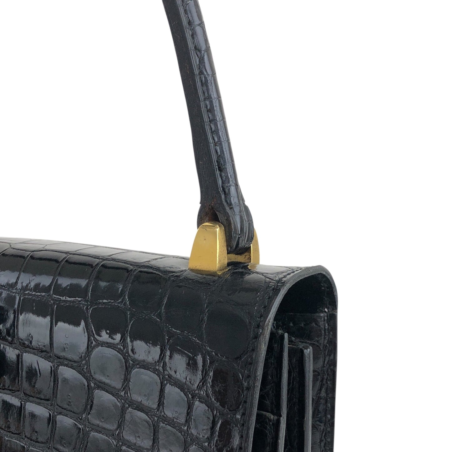 CELINE Horse Bit Handbag Black Vintage 4mkifm