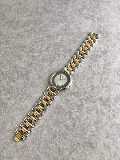 Christian Dior Octagon Watch Gold×Silver D45-204 QZ Vintage 6u2khk