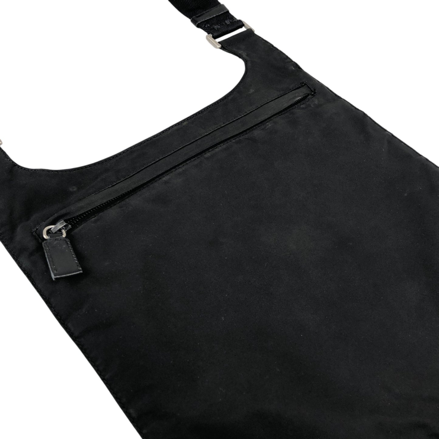 PRADA Tessuto Triangle Logo Shoulder bag Black Vintage h7a6s3