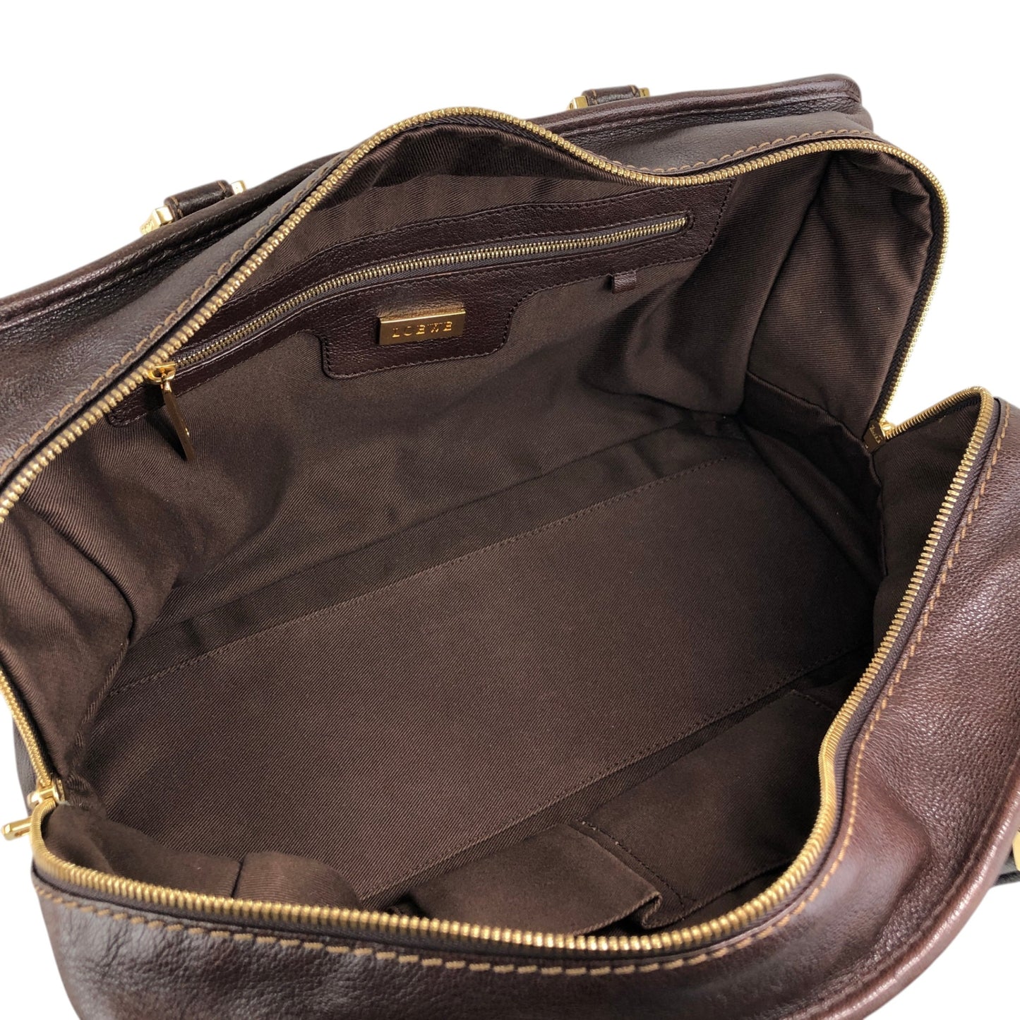 LOEWE Amazona Anagram Small Boston bag Handbag Brown Vintage kfcz5t