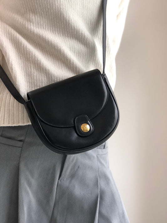 CELINE Blason Small Shoulder bag Black Vintage v56cia