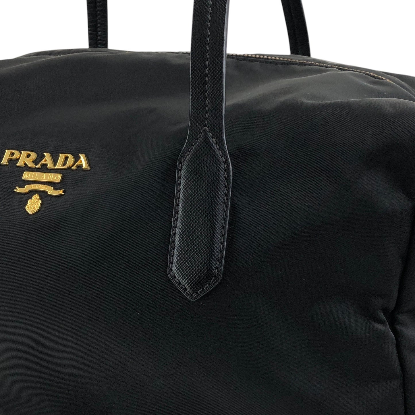 PRADA Logo Small Boston bag Handbag Black Vintage 754ve8