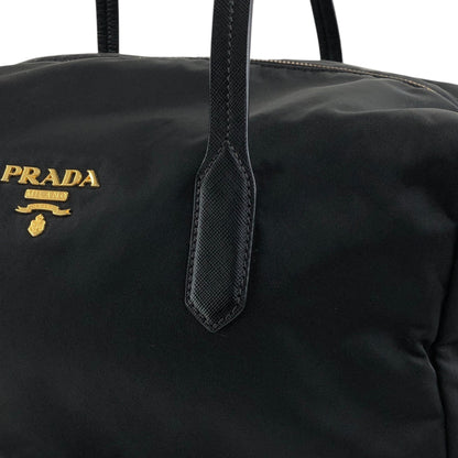 PRADA Logo Small Boston bag Handbag Black Vintage 754ve8