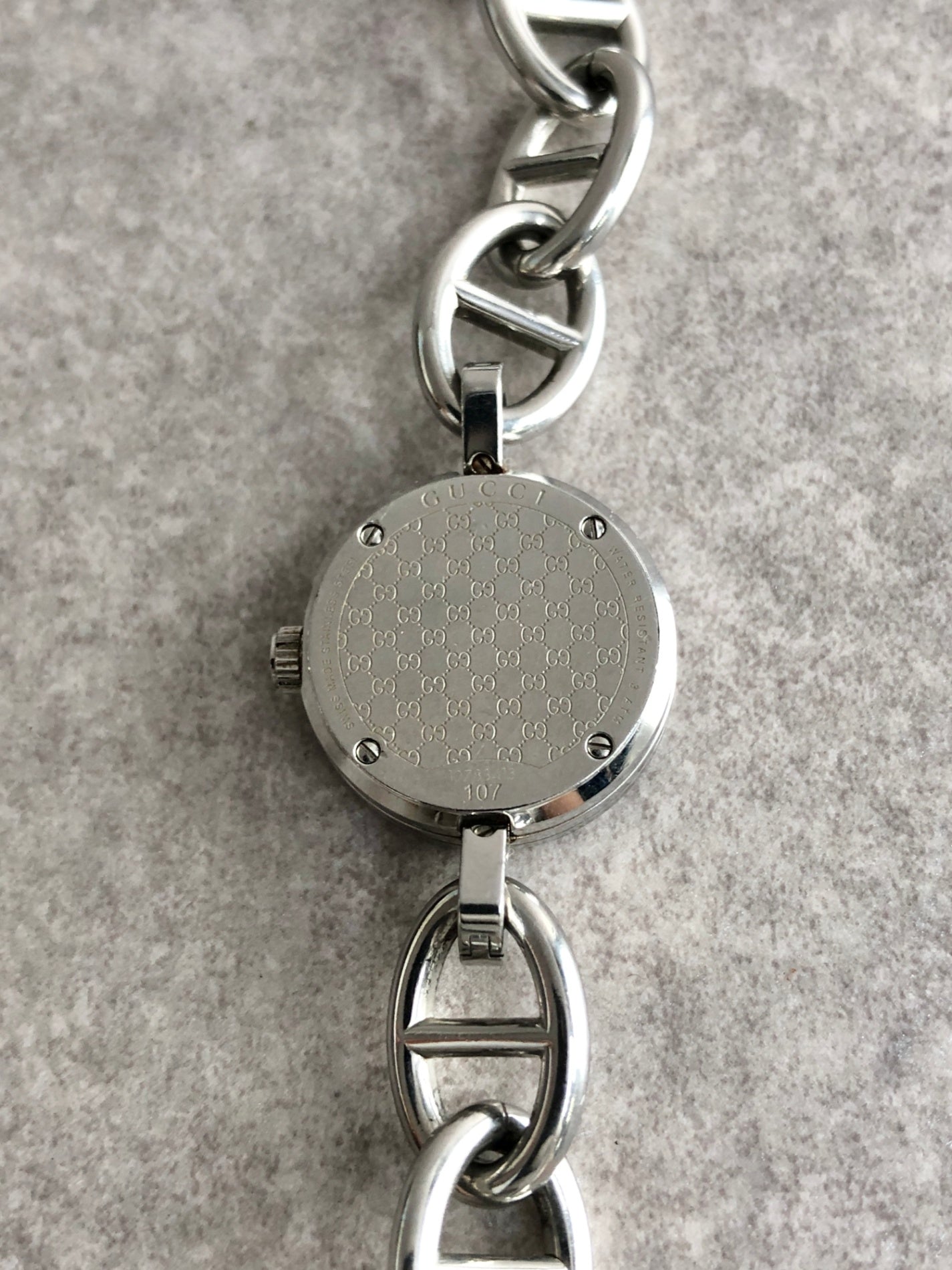 GUCCI Logo Bracelet Watch Silver Vintage 28nhzx