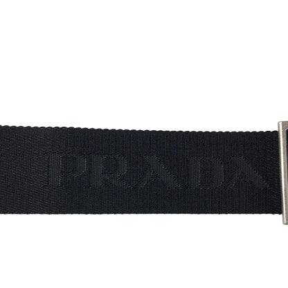 PRADA Triangle Logo Front Buckle Front Pocket Shoulder bag Black Vintage fg3jes