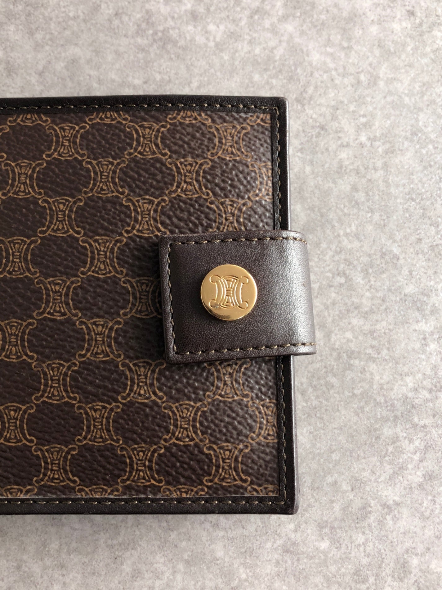 CELINE Macadam Folded Wallet Brown Vintage a4ijew
