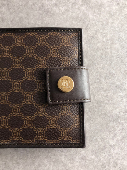 CELINE Macadam Folded Wallet Brown Vintage a4ijew