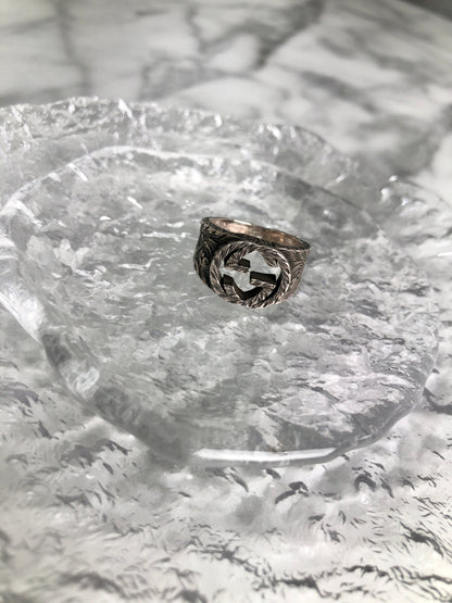 GUCCI Interlocking Logo Ring Silver Vintage xyje5m