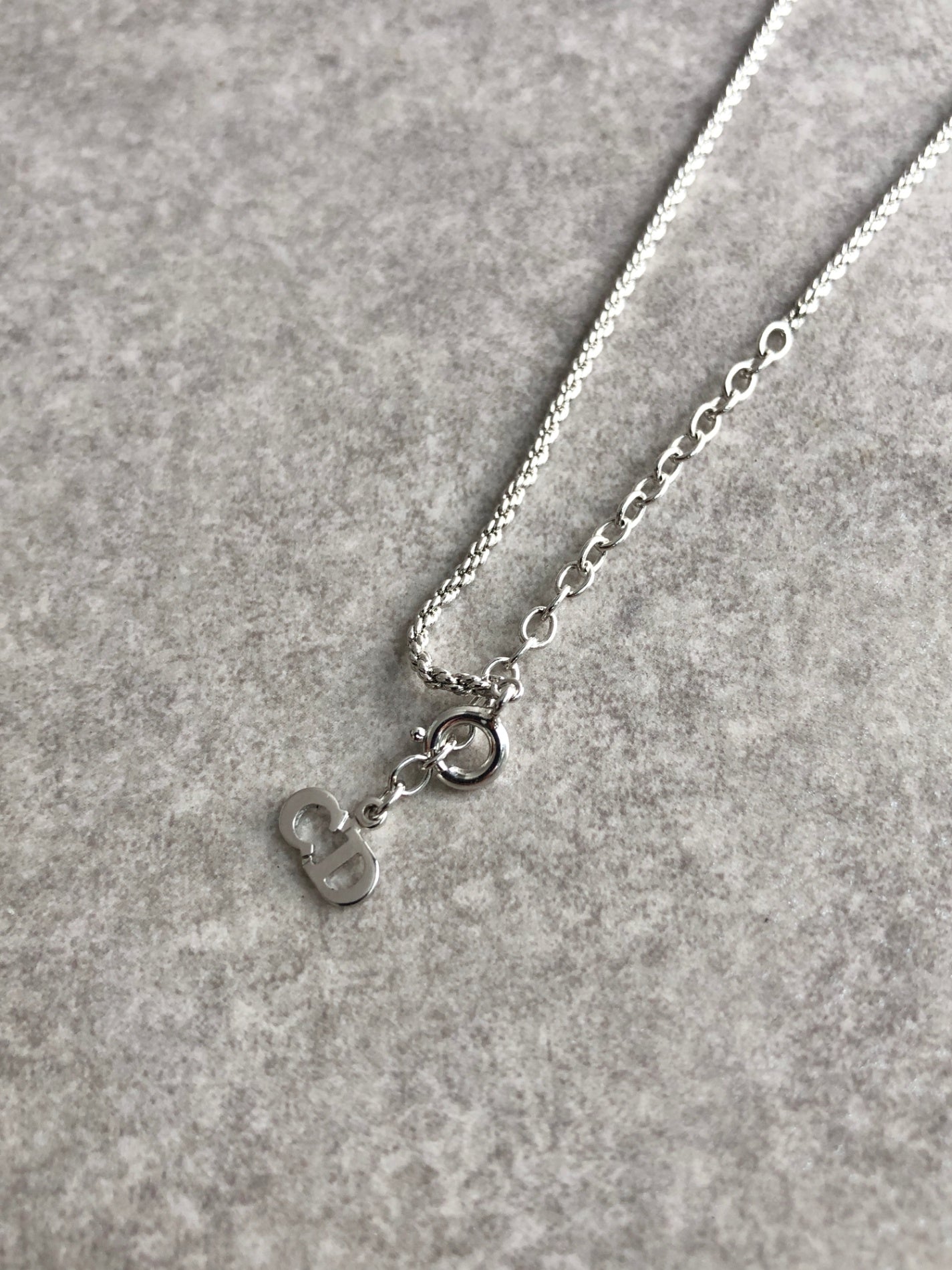 Christian Dior CD Logo Necklace Silver Vintage i6sati