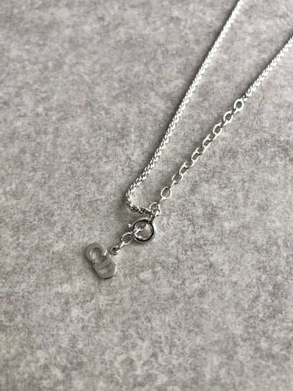 Christian Dior CD Logo Necklace Silver Vintage i6sati