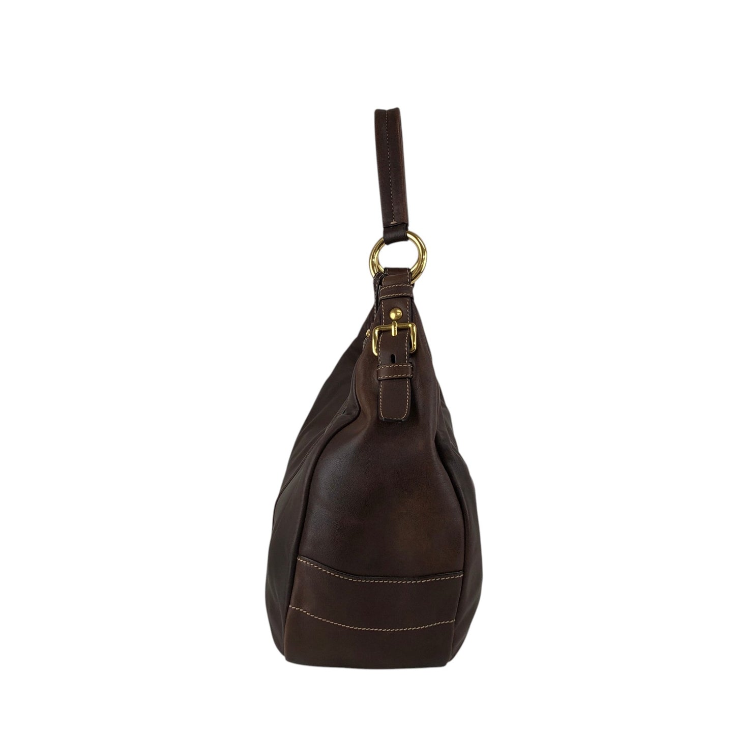 PRADA Logo Handbag Hobobag Brown Vintage c7p34v