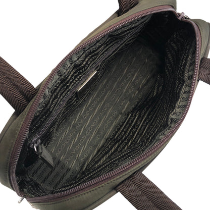PRADA Tessuto Triangle Logo Padlock Shoulder bag Khaki Vintage kyp5pt