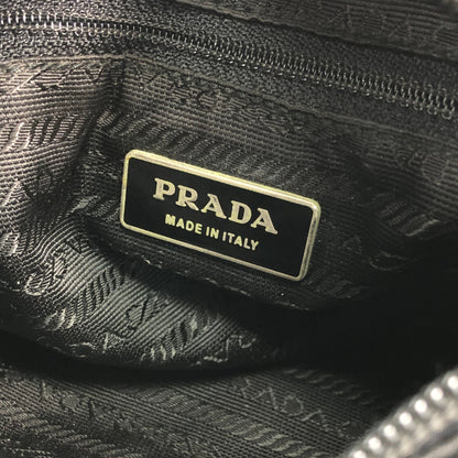 PRADA Tessuto Triangle Logo Front Buckle Shoulder bag Black Vintage kyt5ds