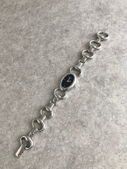 GUCCI Logo Watch Silver 118 Vintage ty8ida