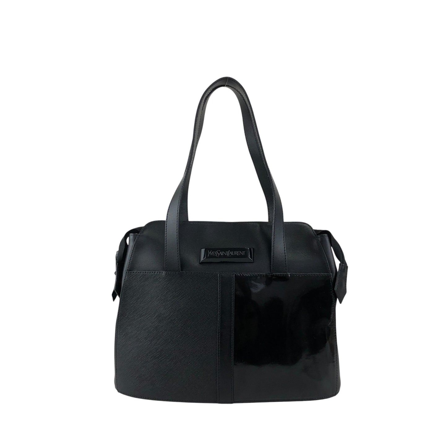 Yves Saint Laurent Logo Handbag Totebag Black Vintage hwe52c