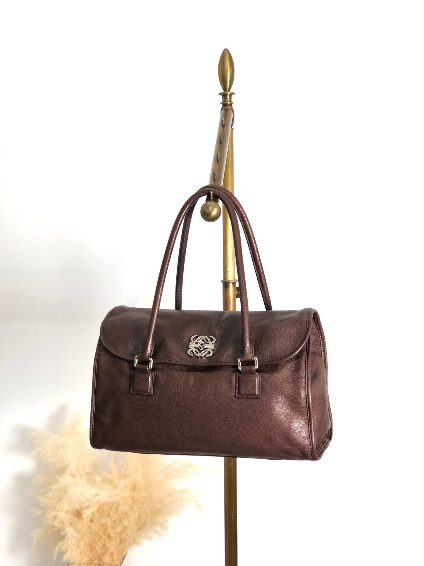 LOEWE Alamo Anagram Handbag Totebag Brown Vintage 6gpe63
