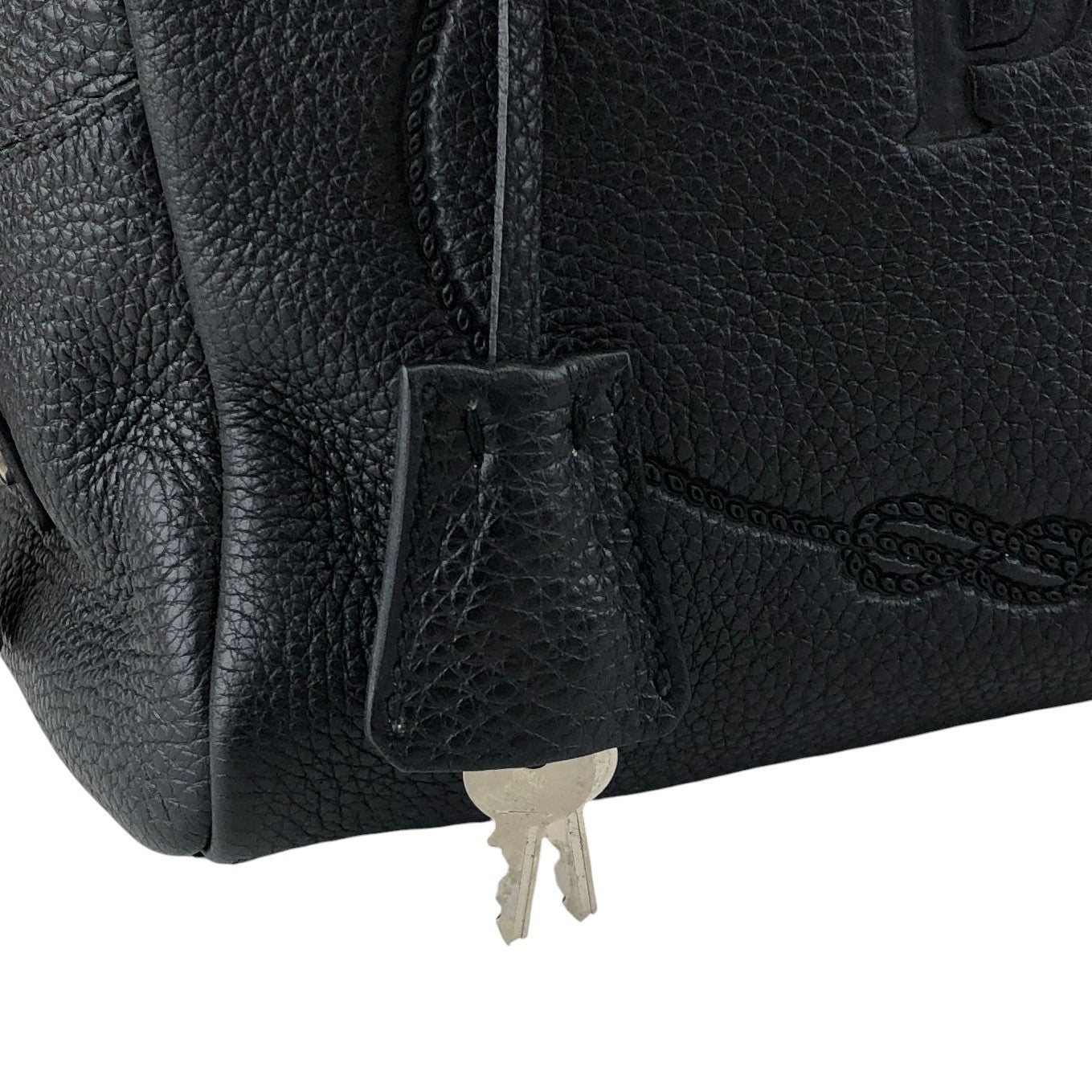 PRADA Logo Embossed Small Boston bag Handbag Black Vintage 6kdc52