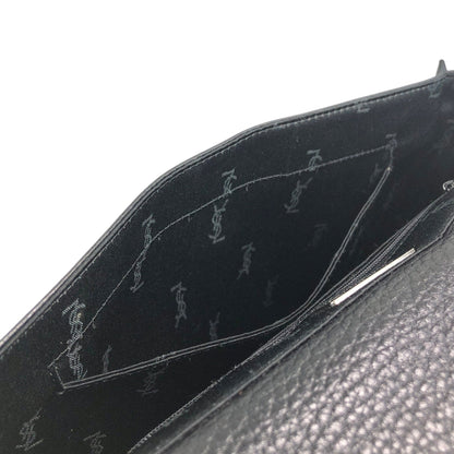 Yves Saint Laurent Logo Front Buckle Shoulder bag Black Vintage f6ymwp