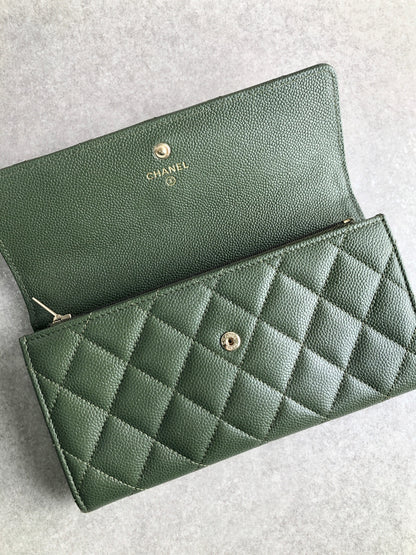 CHANEL Matelasse 長版錢包 卡其色 復古 mtrgcg