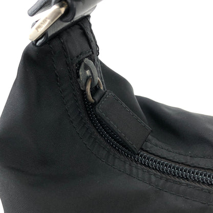 PRADA Triangle Logo Nylon Leather Hobobag Shoulder bag Black Vintage un6hfw