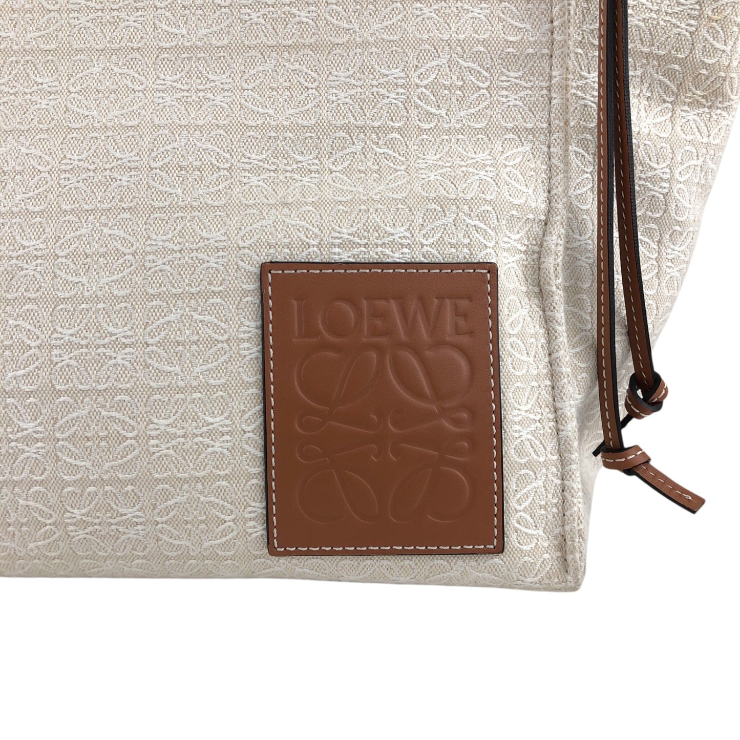 LOEWE Logo Handbag Totebag Beige×Brown Vintage 3yst46