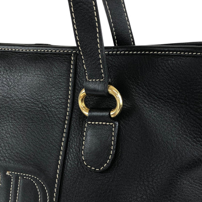 Christian Dior CD Logo Handbag Totebag Black Vintage 66ksm7