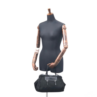 PRADA Triangle Logo Nylon Leather Boston bag Doctors bag Black Vintage cwki7t
