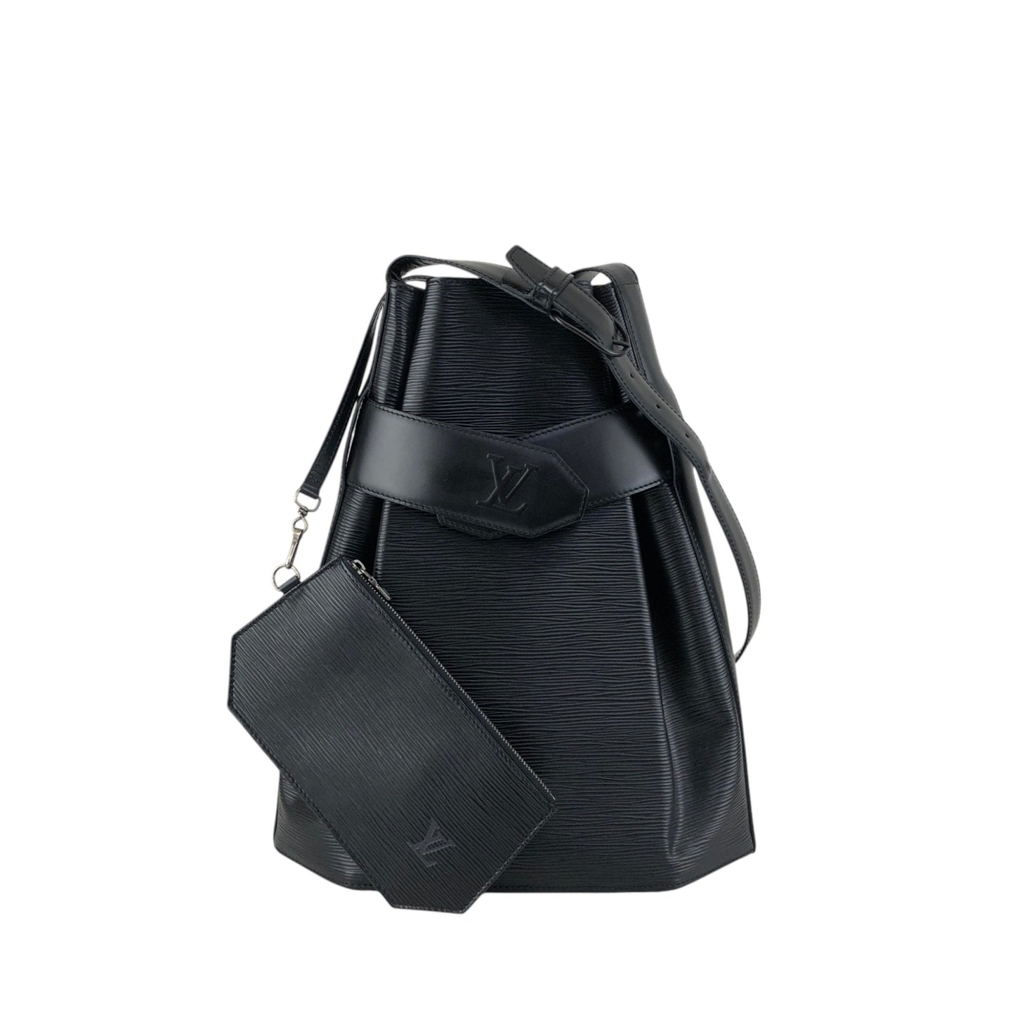 LOUIS VUITTON Epi Drawstring Shoulder bag Black Vintage b75b8t