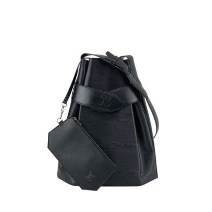 LOUIS VUITTON Epi Drawstring Shoulder bag Black Vintage b75b8t