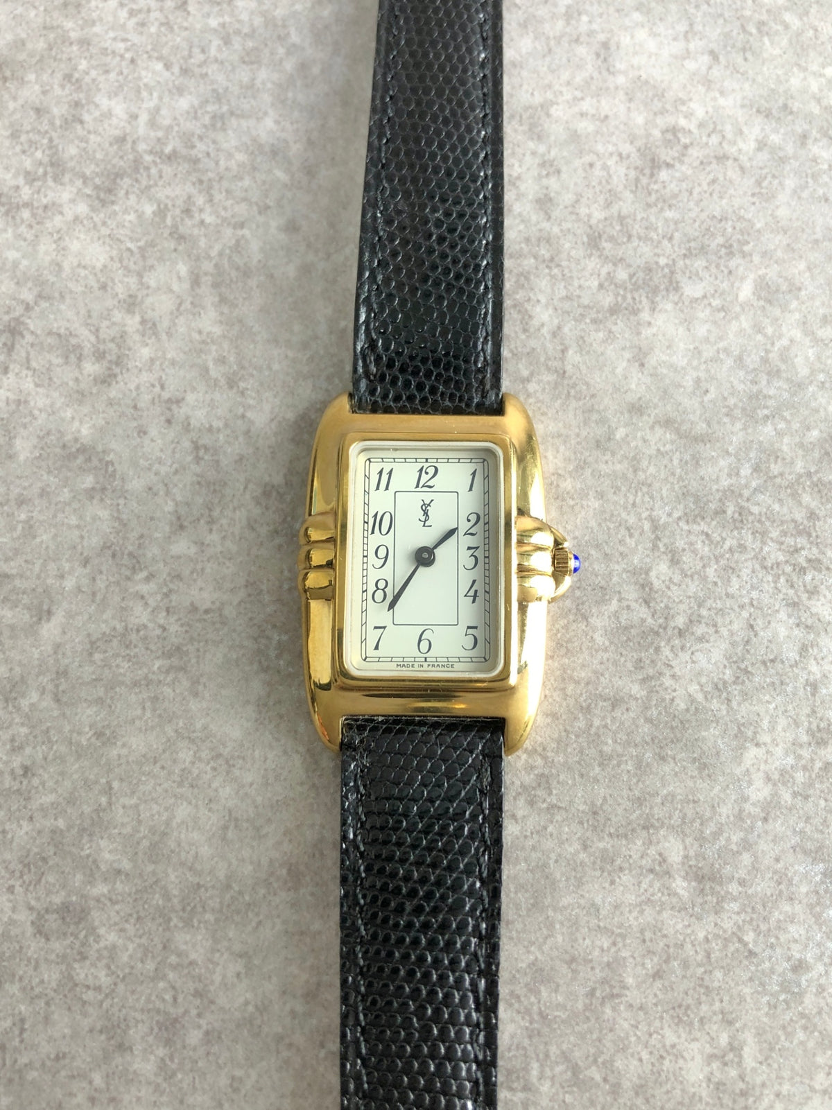 Yves Saint Laurent YSL Logo Watch Black×Gold Vintage 6utuhp