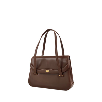 GUCCI GG Flap Handbag Brown Vintage auy3z2