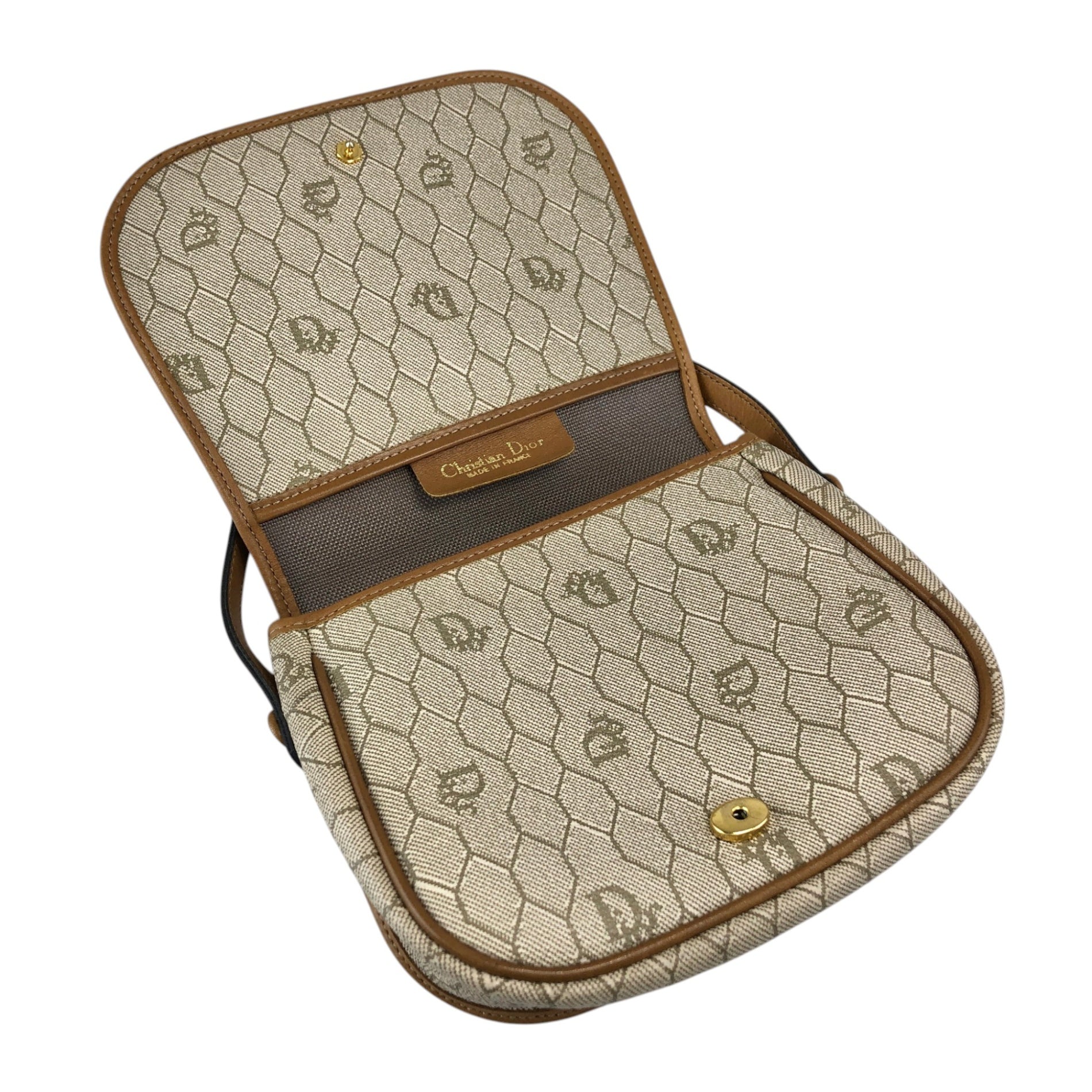 Christian Dior Honeycomb Pattern Logo Small Shoulder bag Beige