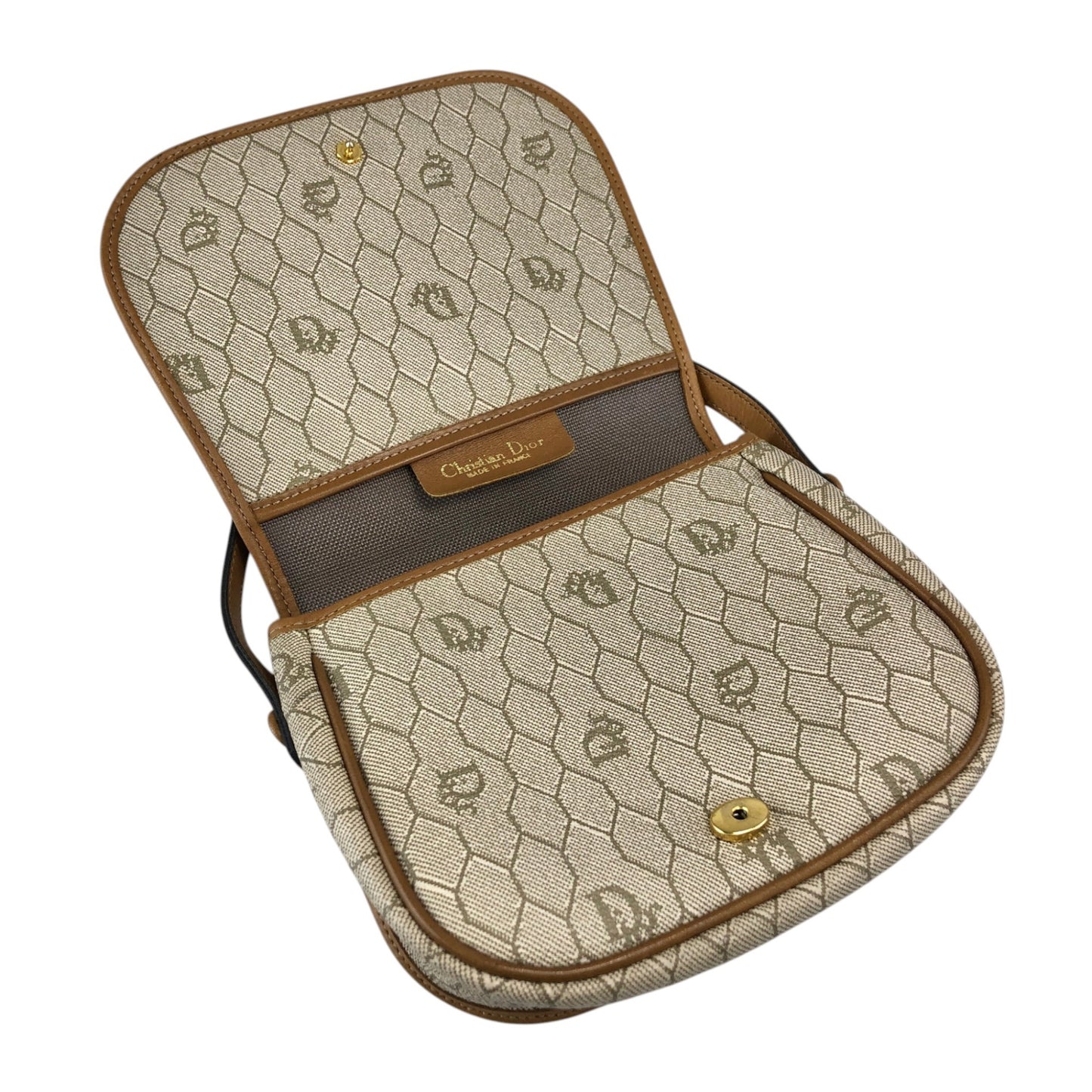 Christian Dior Honeycomb Pattern Logo Small Shoulder bag Beige Vintage wemn3x