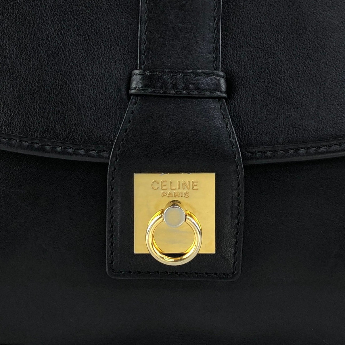 CELINE Gancini Shoulder bag Black Vintage dcwmsj