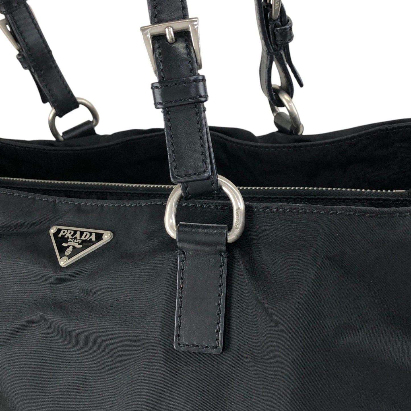 PRADA Tessuto Triangle Logo Totebag Black Vintage 4f8fnv